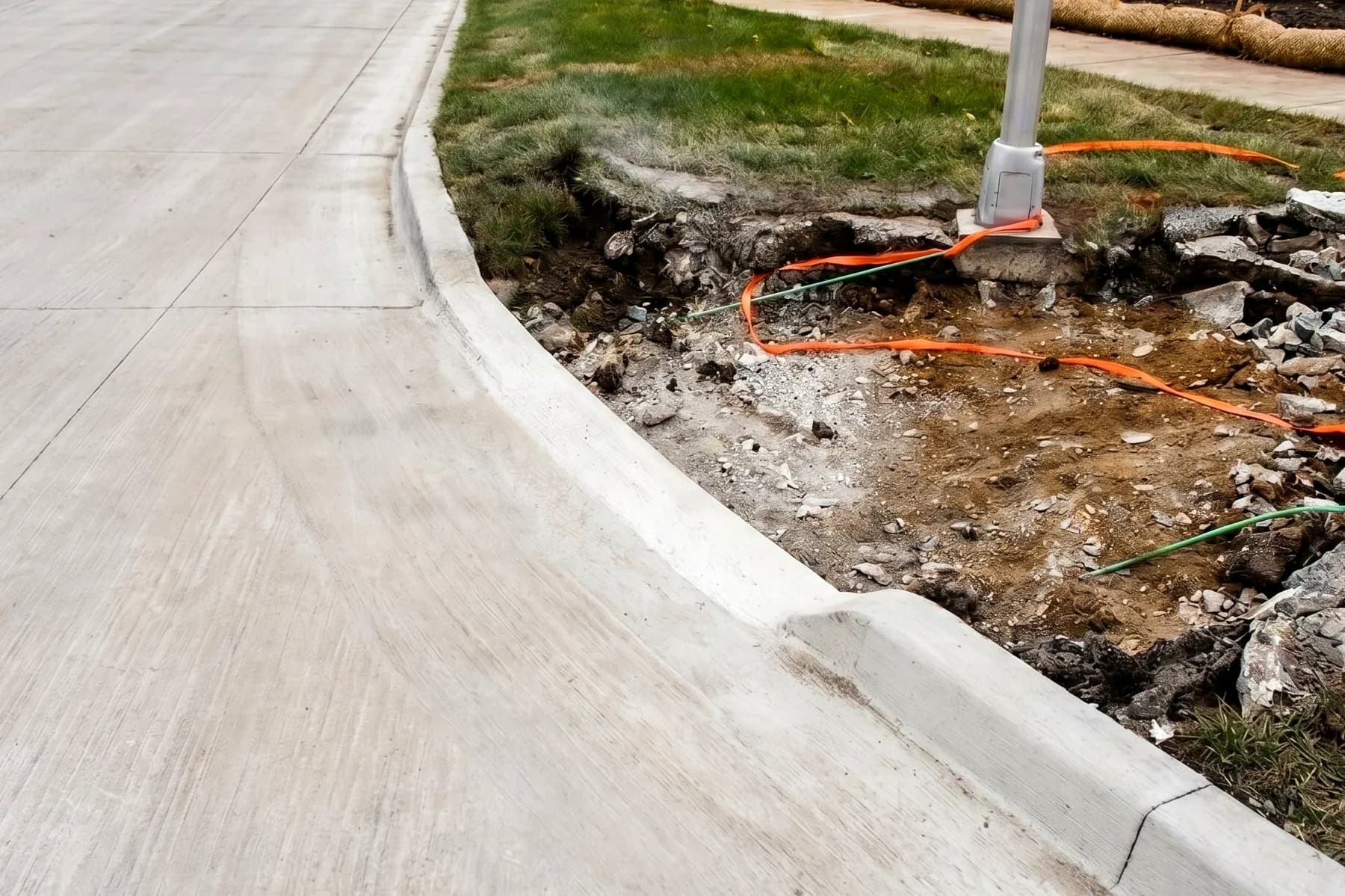 Curb grinding machine working on a residential jobsite in Iowa