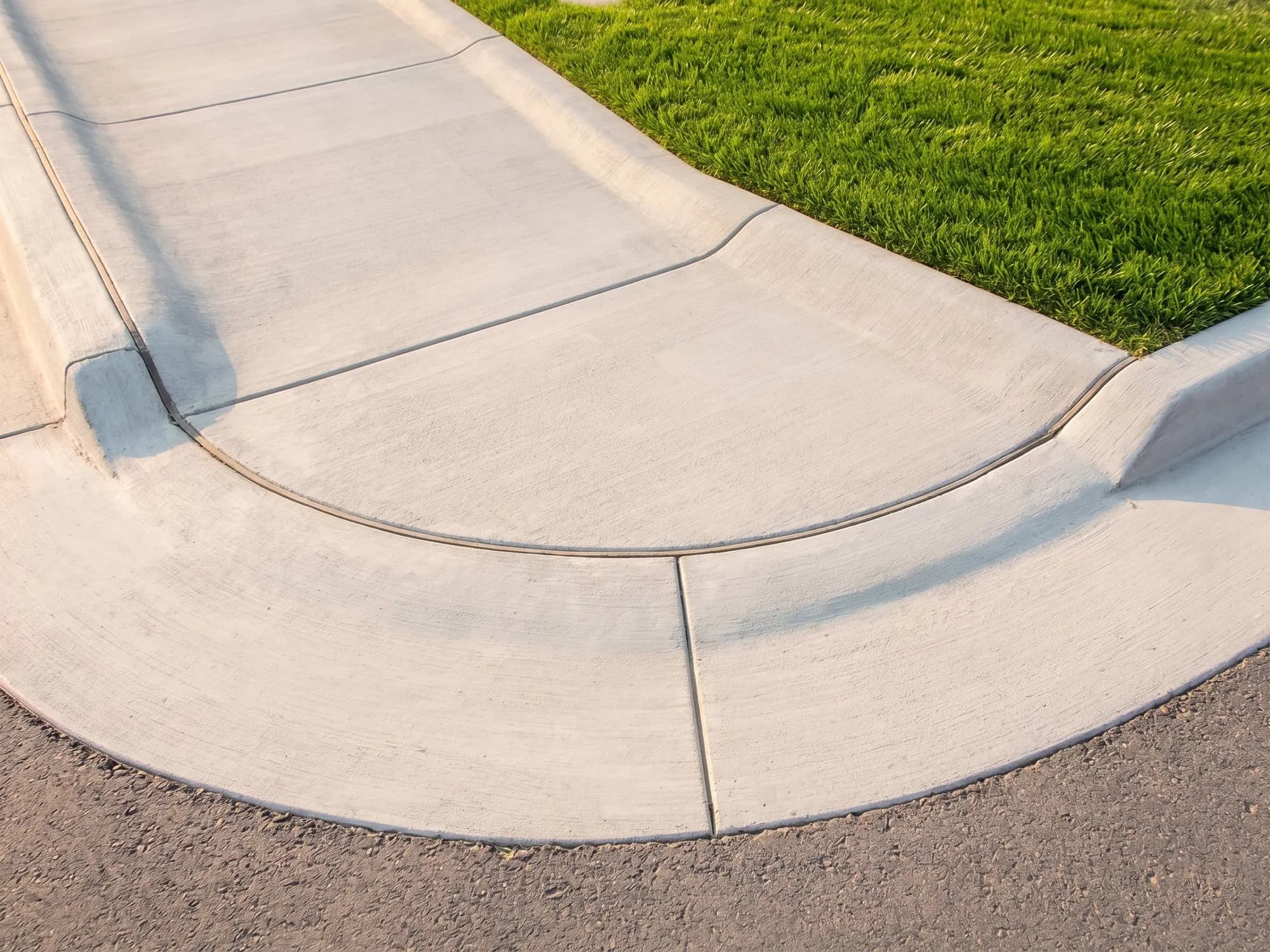 Precision radius curb cut on a residential street in Iowa