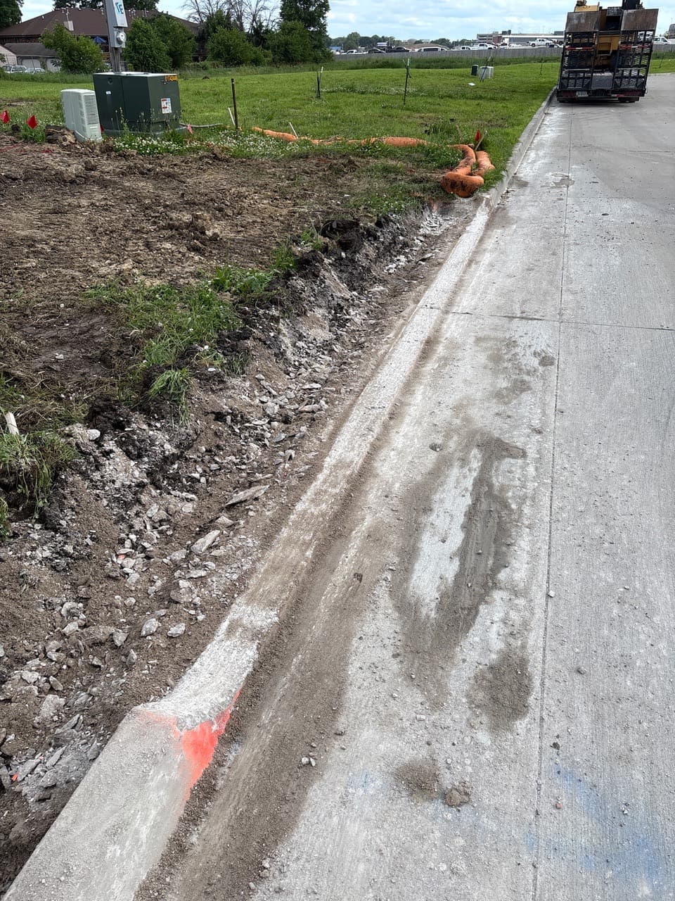 Freshly ground curb for a driveway approach on SW 23rd Place in Des Moines, Iowa